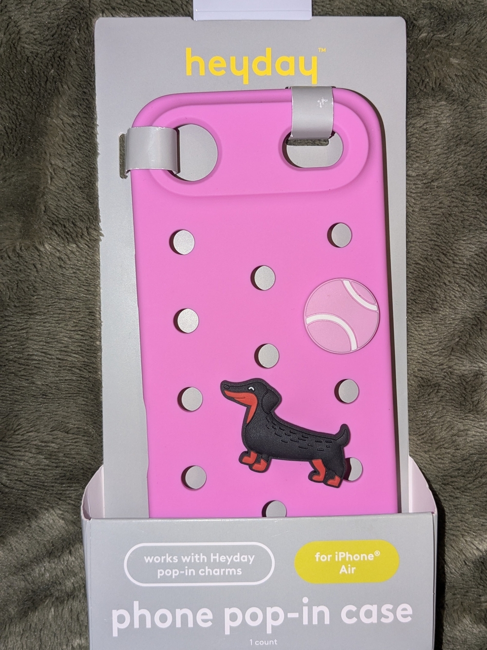 heyday Pink Dog Pop-In Phone Case with Dachshund Charm
